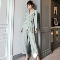 Load image into Gallery viewer, Autumn Winter  Women Lace Up Pant Suit Notched Blazer Jacket &amp; Pant Office Wear Suits Female Sets