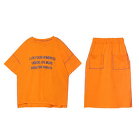 Load image into Gallery viewer, [EAM]  Half-body Skirt Printed Two Pieces Suit New Round Neck Half Sleeve Loose Women Fashion Tide Spring Autumn 2020 1U074