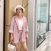 Load image into Gallery viewer, 2019 Summer Korean version of the thin casual small suit girlfriends shirt shorts 2 piece suit