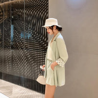 Load image into Gallery viewer, 2019 Summer Korean version of the thin casual small suit girlfriends shirt shorts 2 piece suit
